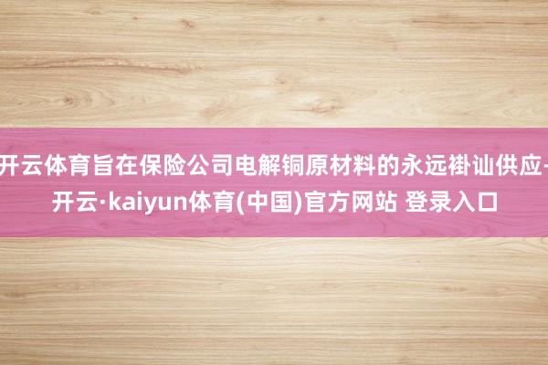 开云体育旨在保险公司电解铜原材料的永远褂讪供应-开云·kaiyun体育(中国)官方网站 登录入口